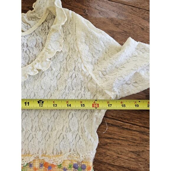 Vintage 1970's Floral Lace Praire Dress Boho Cottagecore Peasant Women's M - Picture 2 of 16